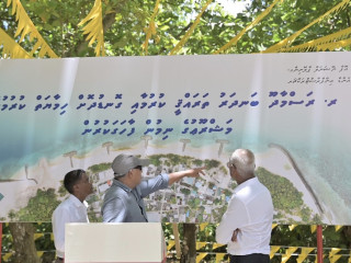 The president inaugurated the newly completed infrastructure projects in Rasmaadhoo as part of his campaign tour