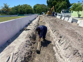 Settlement tank installation work currently ongoing for phase 2 of L. Fonadhoo road construction project