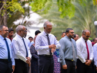 President Dr. Mohamed Muizzu observes a minute of silence in remembrance of the 2004 Tsunami