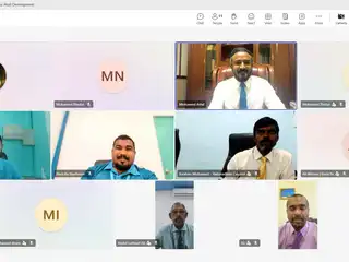 Kulhudhuffushi City Mayor Mohamed Athif holds an online meeting with the Council Presidents of the islands in Haa Dhaalu Atoll.