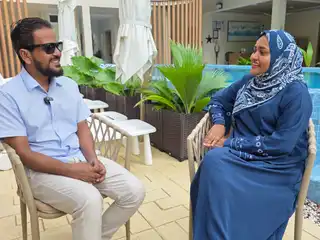 Mariyam Suha, President of the B. Kamadhoo Women's Development Committee, speaking during Wednesday's episode of the "Fashaairu" program.