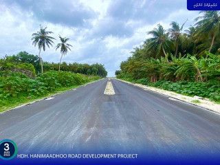 Asphalt work for HDh. Hanimaadhoo road development project, completed