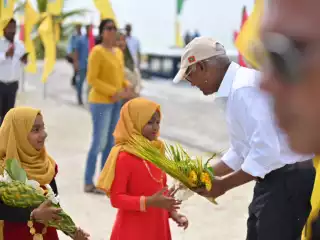 During former President Ibrahim Mohamed Solih's visit to L. Kunahandhoo on August 29, 2023.
