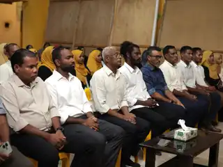 ހިންނަވަރުގައި ރޭ ބޭއްވި އިިތުބާރު ކެމްޕެއިން ޖަލްސާގައި ކުރީގެ ރައީސް އިބްރާހިމް މުހައްމަދު ސޯލިހު . 