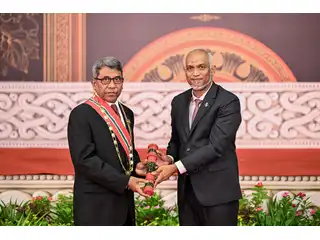 President confers the Order of the Distinguished Rule of Izzuddin upon Dr. Mohamed Latheef