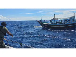 A foreign vessel has been intercepted near GDh. Fiyoaree. The Maldives National Defence Force (MNDF) has conducted a search and inspection of the boat.