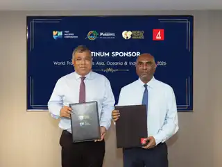 ވަރލްޑް ޓްރެވަލް އެވޯޑްސް އޭޝިއާ، އޯޝެނިއާ އެންޑް އިންޑިއަން އޯޝަން 2026" ޕްލެޓިނަމް ޓައިޓަލް ސްޕޮންސަރަކަށް ބޭންކް އޮފް މޯލްޑިވްސް ސޮއިކުރުން