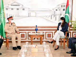 Secretary-General of the Islamic Military Counter Terrorism Coalition (IMCTC) MG Mohammed bin Saeed Al-Moghedi pays a courtesy call on Minister of Defence Mariya Didi