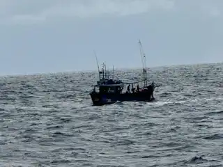 Foreign fishing vessel found illegally fishing within Maldivian territorial waters.