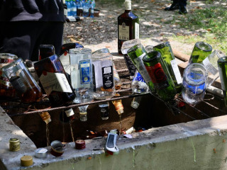 The stash of alcohol destroyed by police