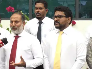Former Home Minister Sheikh Imran Abdulla meets with the press.