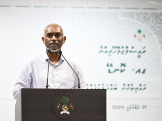 President Muizzu speaking to residents of Kondey island