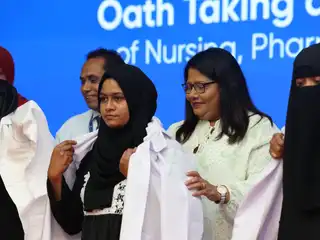 Minister Geela Ali attended as Chief Guest at Villa College’s Oath-taking and White Coat Ceremony for Nursing and Pharmacy students