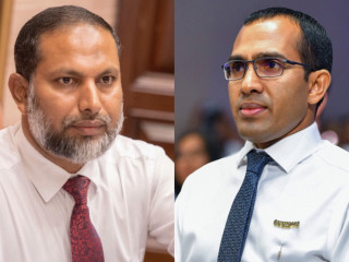 Home Minister Imran Abdulla (L), Communications Minister Mohamed Maleeh Jamaal (R)