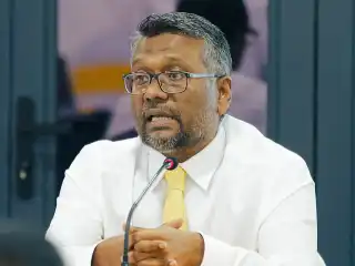 Former Chairperson of the MDP, Fayyaz Ismail speaking at an event.