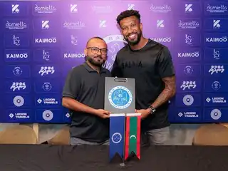 Brazilian forward Dorielton Gomes Nascimento pictured after officially signing his contract with New Radiant Sports Club.