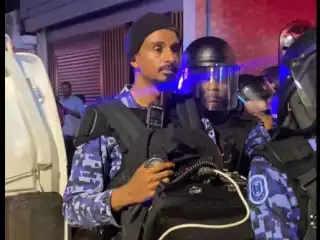Long Range Acoustic Devices (LRAD) being used by Maldives Police Service against protestors