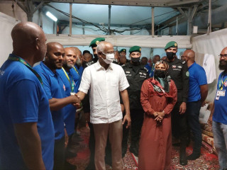 President Ibrahim Mohamed Solih and First Lady Fazna Ahmed met with Maldivian Hajj Pilgrims in Mina
