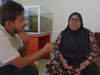 Local woman speaking on RaajjeTV's "Haalu Kihineh?" program.