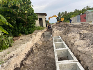 Settlement tank installation work for phase 2 of L. Fonadhoo road construction project