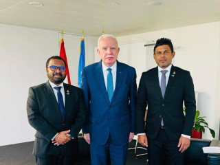 The Minister of Foreign Affairs and Expatriates of the State of Palestine called on the Vice President of Maldives on Monday