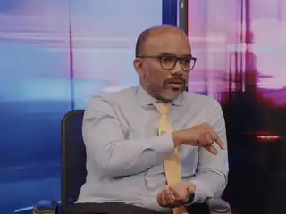 Former Finance Minister Ibrahim Ameer speaking during a talk show on RaajjeTV.