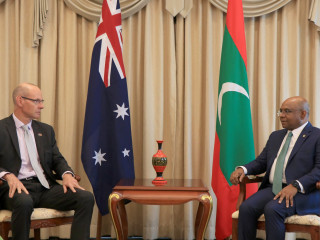 The newly appointed Australian High Commissioner to the Maldives, Paul Stephens and Minister of Foreign Affairs, Abdulla Shahid