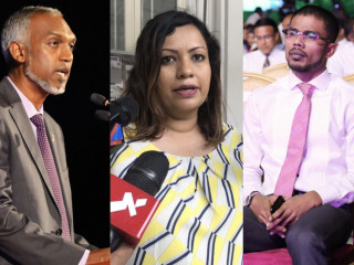 (L to R) Former Housing Minister Dr. Mohamed Muizzu, Afshan Latheef and Alhan Fahmy