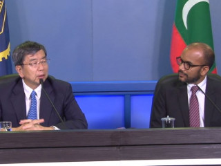 Previous President of Asian Development Bank (ADB) Takahiko Nakao with Minister of Finance, Ibrahim Ameer