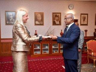 Eleonora Dimitrova, the Ambassador of Bulgaria to the Maldives meeting with President Solih