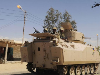 An armored vehicle of the Egyptian army