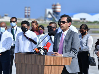 HC Sudhir speaking at the ceremony to mark the delivery of Covid-19 vaccines to the Maldives