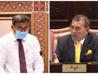 ރައްޔިތުންގެ މަޖިލީހުގެ ރައީސް މުހައްމަދު ނަޝީދު އަދި މިނިސްޓަރ އޮފް ނޭޝަނަލް ޕްލޭނިންގ، ހައުސިންގ އެންޑް އިންފްރާސްޓްރަކްޗަރ މުޙައްމަދު އަސްލަމް