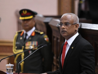 President Ibrahim Mohamed Solih delivering his presidential address