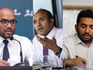 (L to R) Finance Minister Ibrahim Ameer, former Vice President Dr. Mohamed Jameel Ahmed and Health Minister Abdulla Ameen