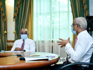 އަންގާރަ ދުވަހު ރައީސް އޮފީހުގަައި ފޮރިން މިނިސްޓްރީއާ އެކު ރައީސް ސޯލިހު ބޭއްވި ބައްދަލުވުމުގެ ތެރެއިން