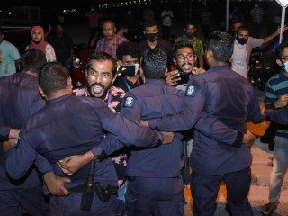 Police officers active during an opposition gathering
