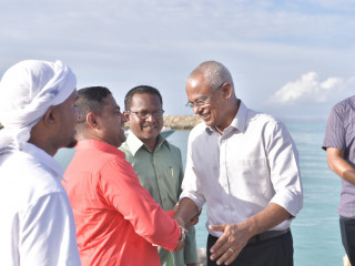 President Ibrahim Mohamed Solih was welcomed by the island community on Saturday evening