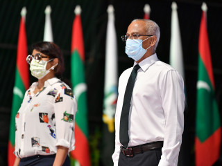 President Ibrahim Mohamed Solih with Defence Minister Mariya Didi