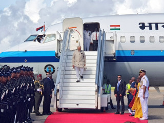 Prime MInister Narendra Modi arrives at Velana International Airport