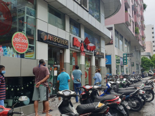 Individuals queued up at a shop in the capital following lockdown