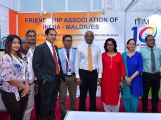High Commissioner of India, Sanjay Sudhir with President Ibrahim Mohamed Solih and Director at the Indian Cultural Centre Dr Syed Tanveer