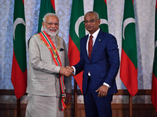 ރައީސުލް ޖުމްހޫރިއްޔާ އިބްރާހިމް މުހައްމަދު ސާލިޙާއި އިންޑިޔާގެ ބޮޑު ވަޒިރު ނަރެންދްރަ މޯދީ