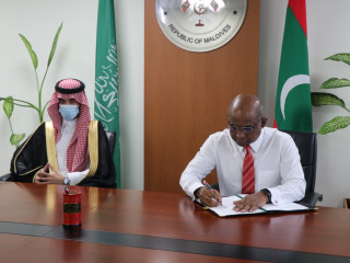Shahid with the Saudi Ambassador to the Maldives H.E Mohamed Khaleel