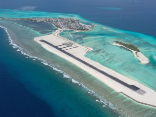 Birds eye view of Hoarafushi island with its newly developed airport