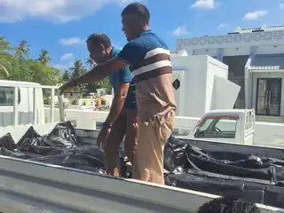 The bodies of the five individuals who perished in the fire that broke out in ADh. Dhigurah on Thursday night being transported. | RaajjeMV