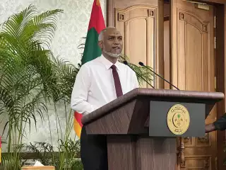 President Dr. Mohamed Muizzu speaking to press on 03.05.2025