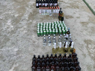The bottles of alcohol destroyed in GA. Villingili