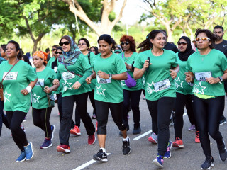 First Lady Fazna Ahmed and female cabinet ministers join the running event