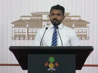 Ahmed Nasir, Director at the Health Protection Agency (HPA), speaks during a press conference held at the President's Office on Thursday. | RaajjeMV